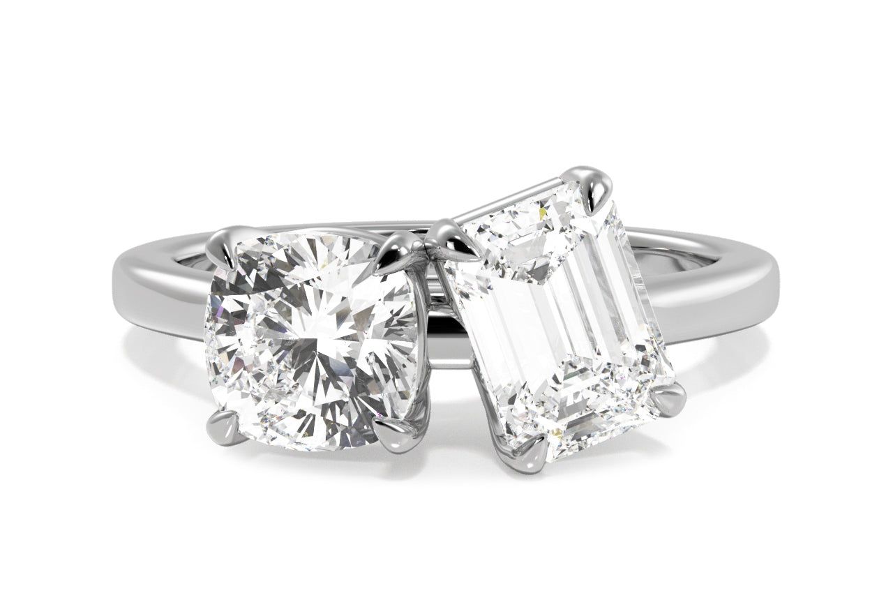 Toi et Moi Personalized / 3.01 Carat Emerald Diamond