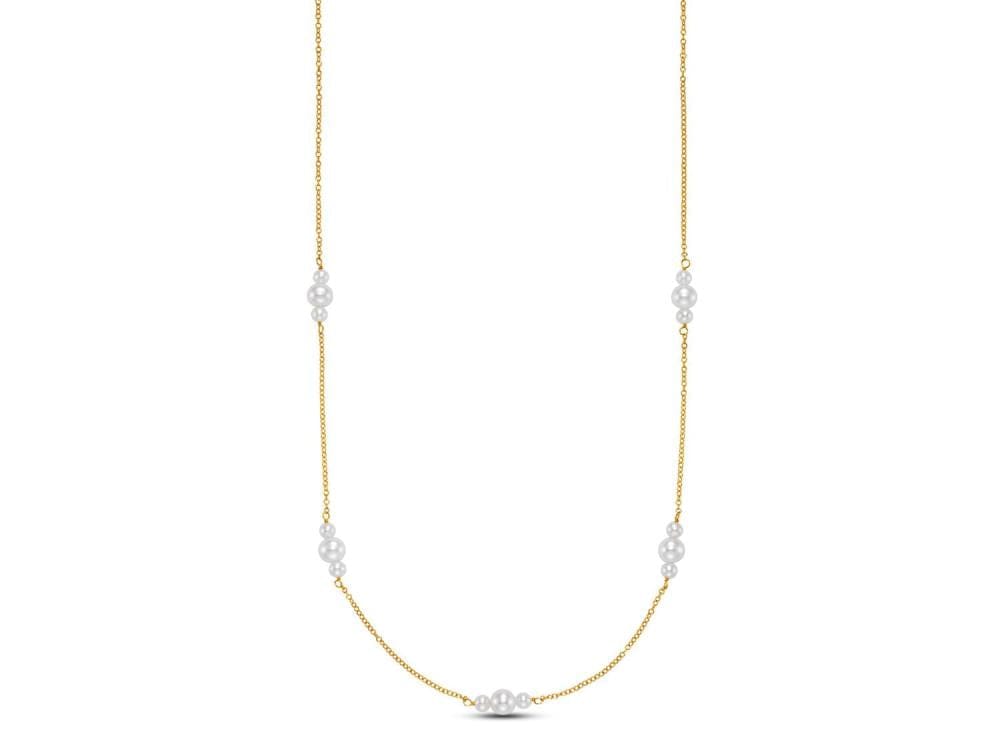 14kt Gold Three Pearl Station Necklace