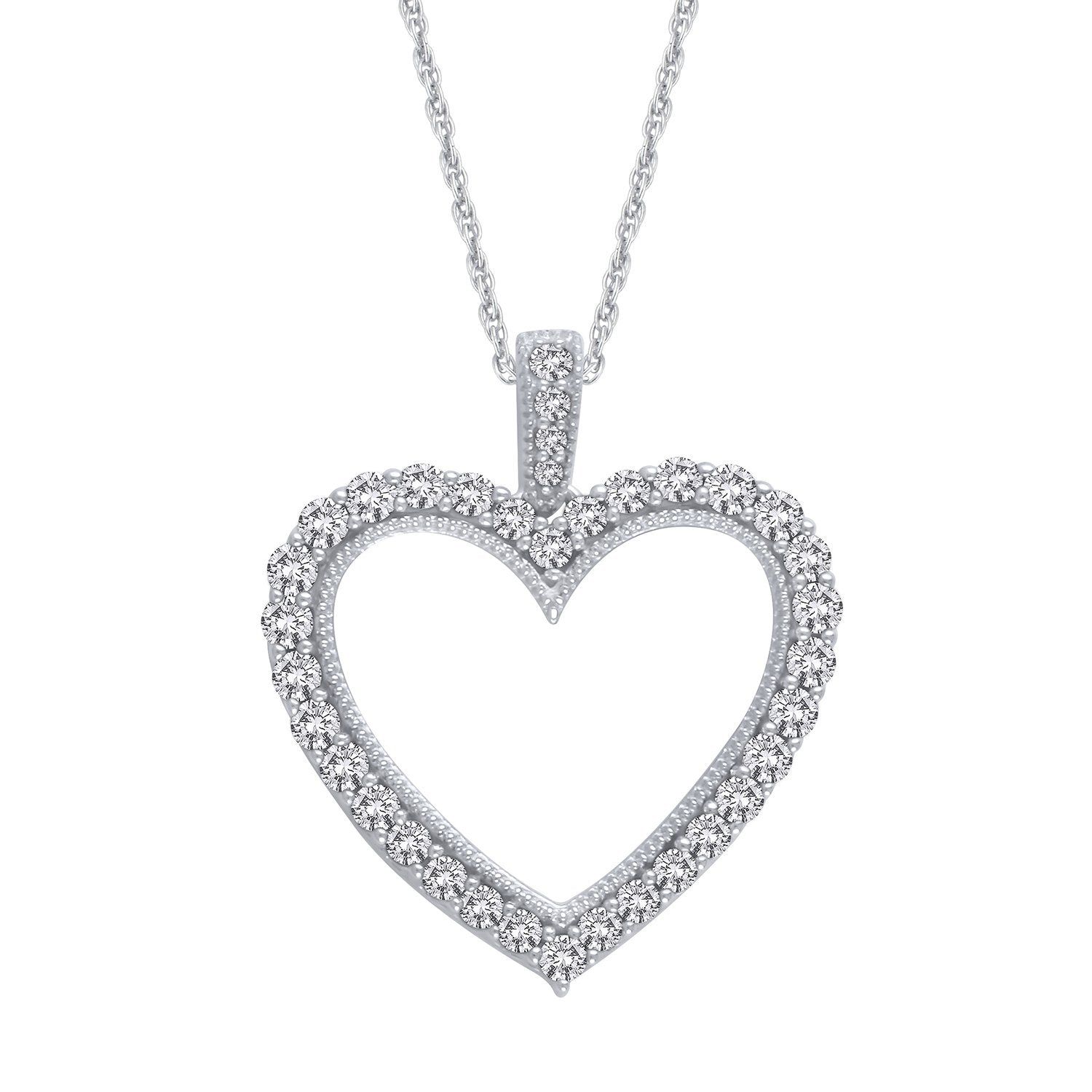 Sterling Silver 0.50 CTW Sterling Silver Diamond Heart Pendant