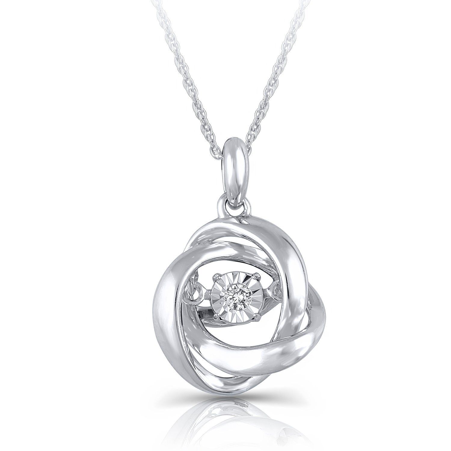 Sterling Silver 0.015 CTW Diamond Circle of Love Pendant