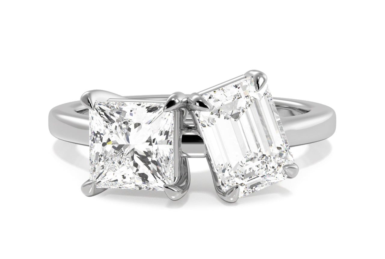 Toi et Moi Personalized Princess & Emerald Cut 14kt White Gold Diamond Engagement Ring