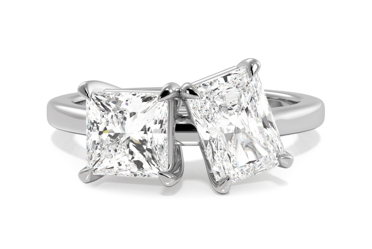 Toi et Moi Personalized Princess & Radiant Cut 14kt White Gold Diamond Engagement Ring