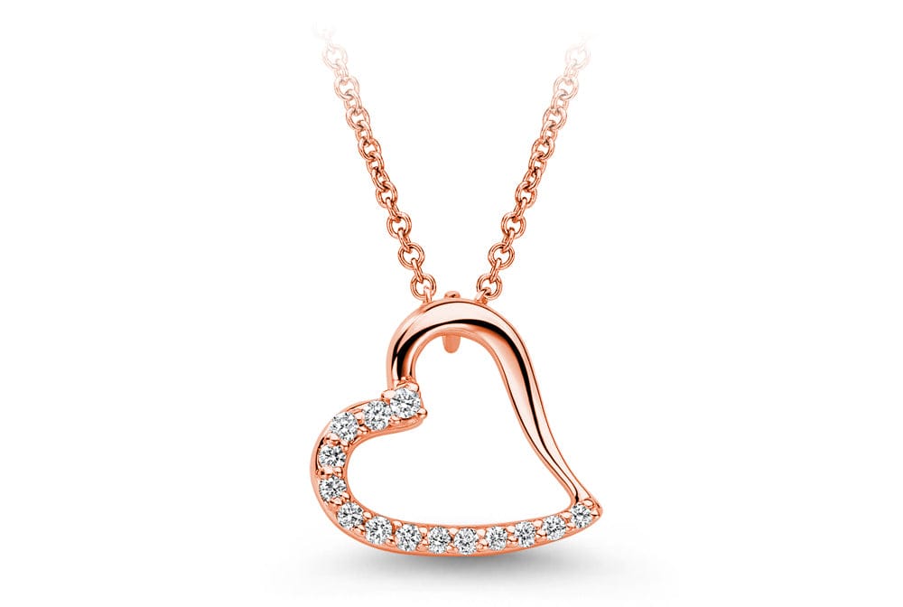 18kt Rose Gold 0.10 CTW Diamond Open Heart Pendant