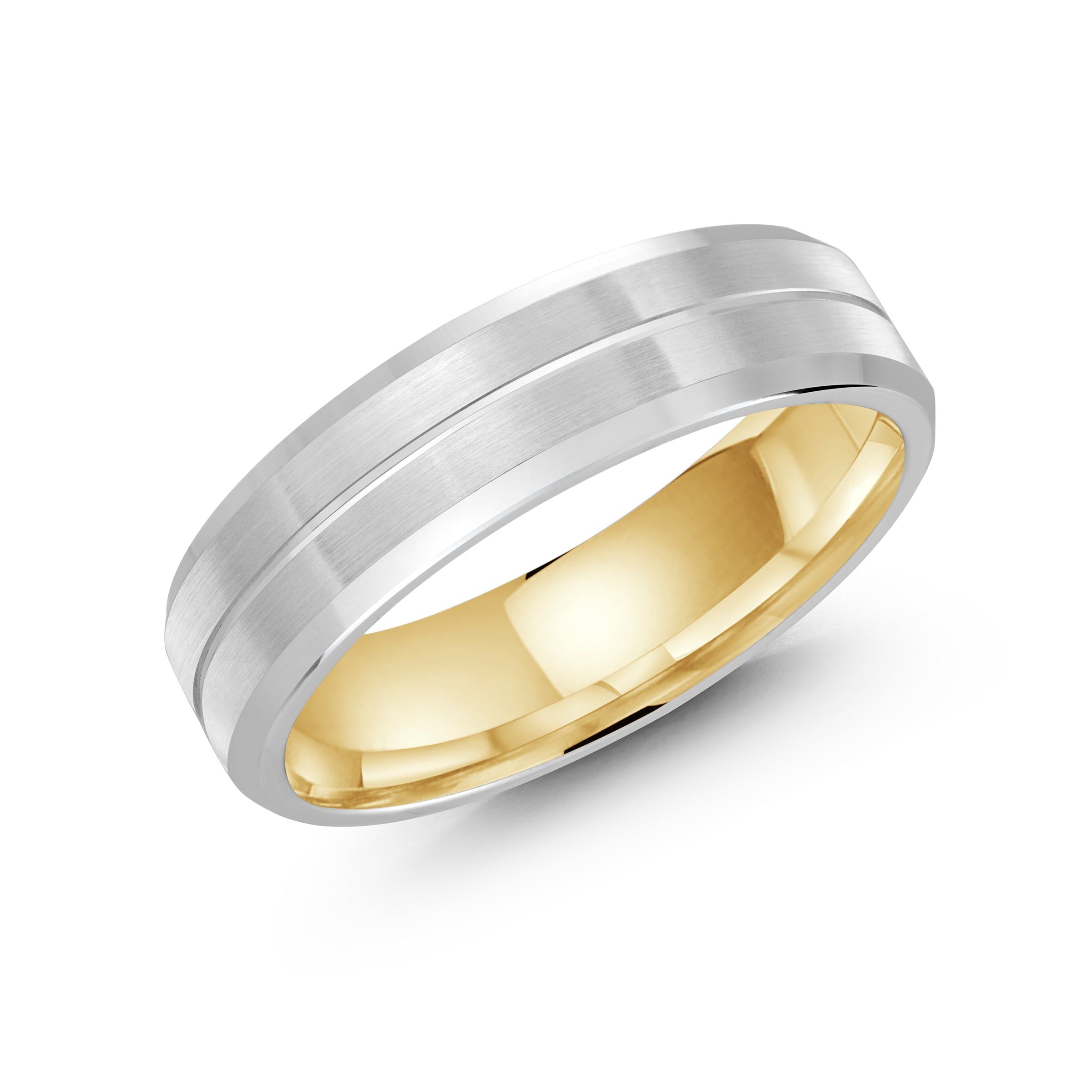 Men's 6mm Striped Two-tone Satin-finish Wedding Band