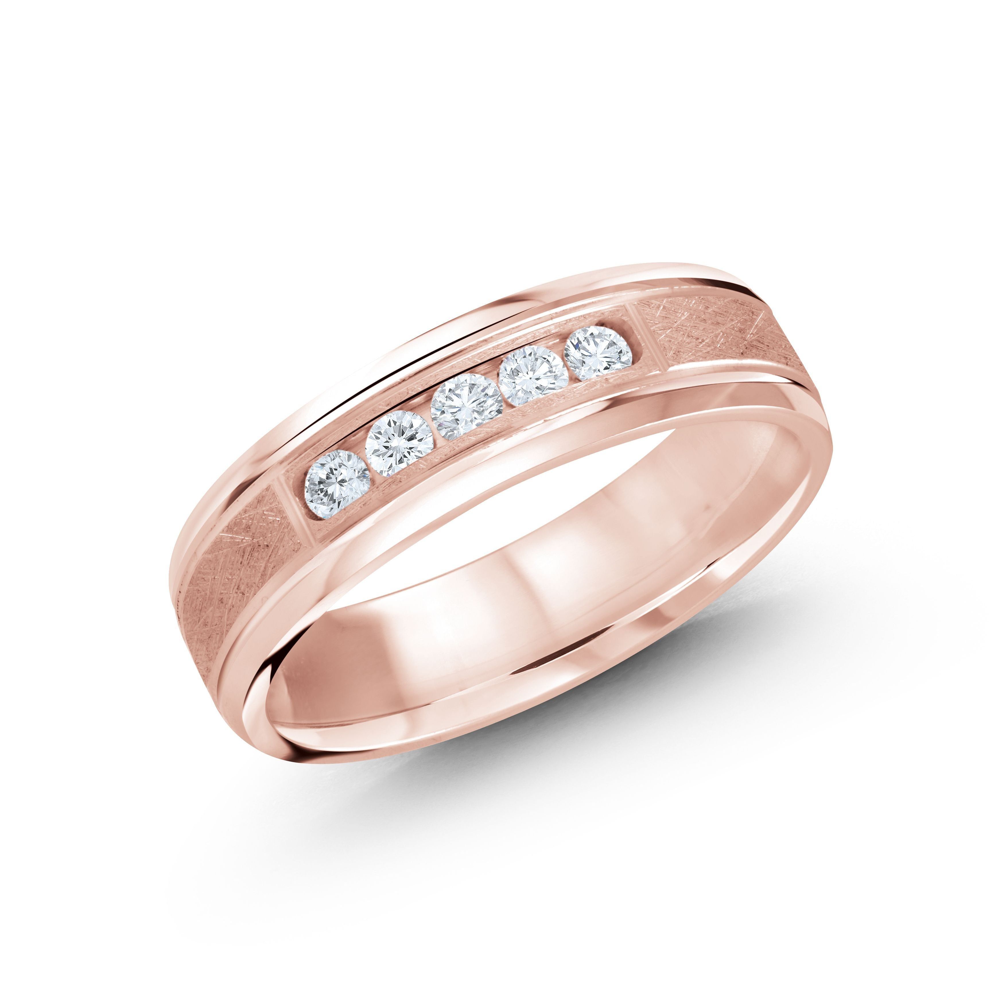 Men's 6mm 0.25 CTW Scratch-finish Channel-set Diamond Wedding Ring