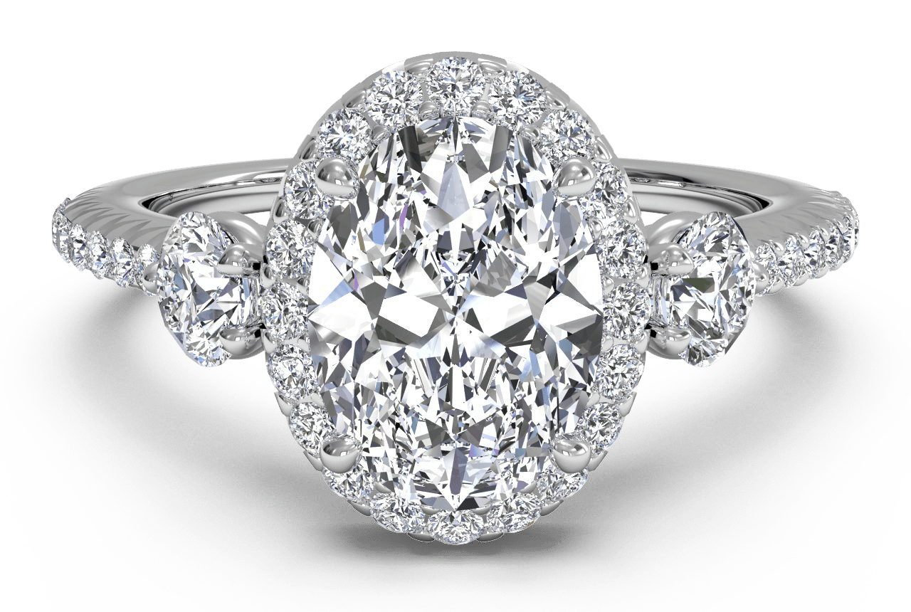 The Lina Oval Cut 14kt White Gold Tapered Channel-Set Diamond Band Engagement Ring