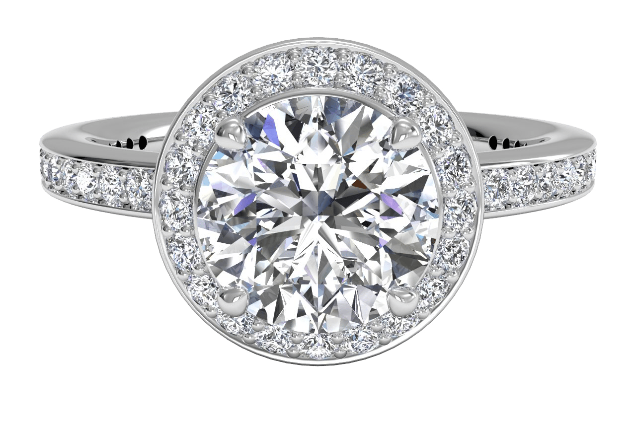 Halo Micropavé Diamond Band Engagement Ring