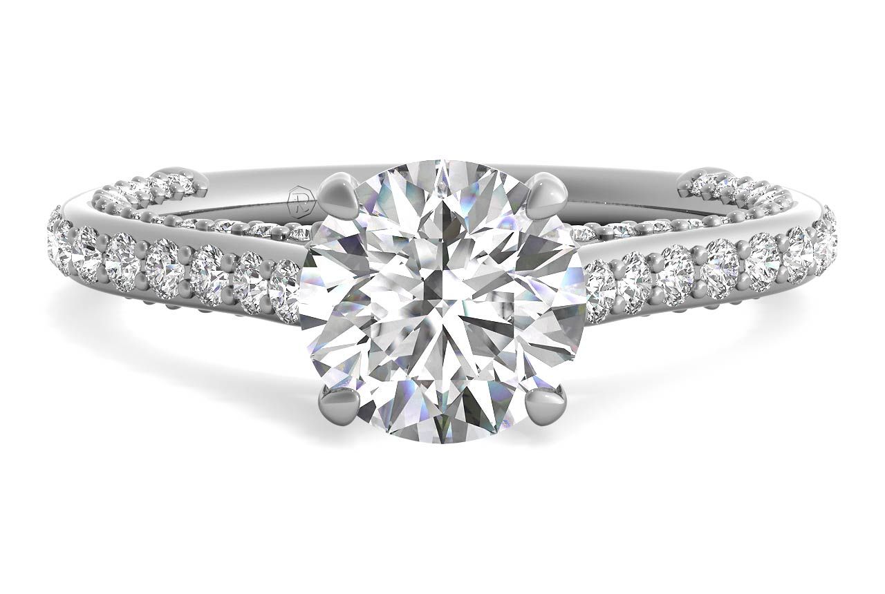 Three Row Diamond Engagement Ring