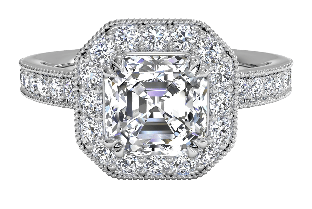 Vintage Halo Diamond Engagement Ring With Surprise Diamonds