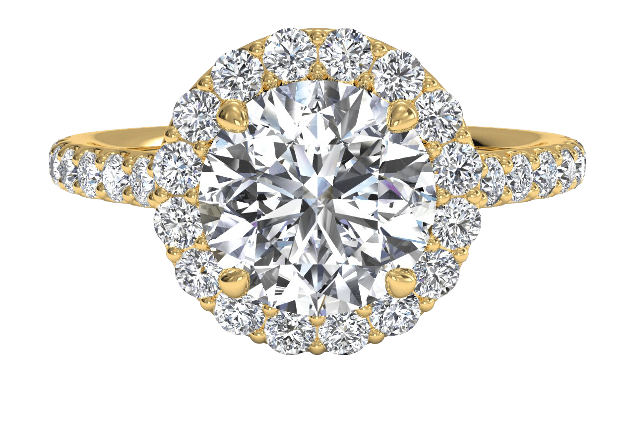 French-set Halo Diamond Band Engagement Ring