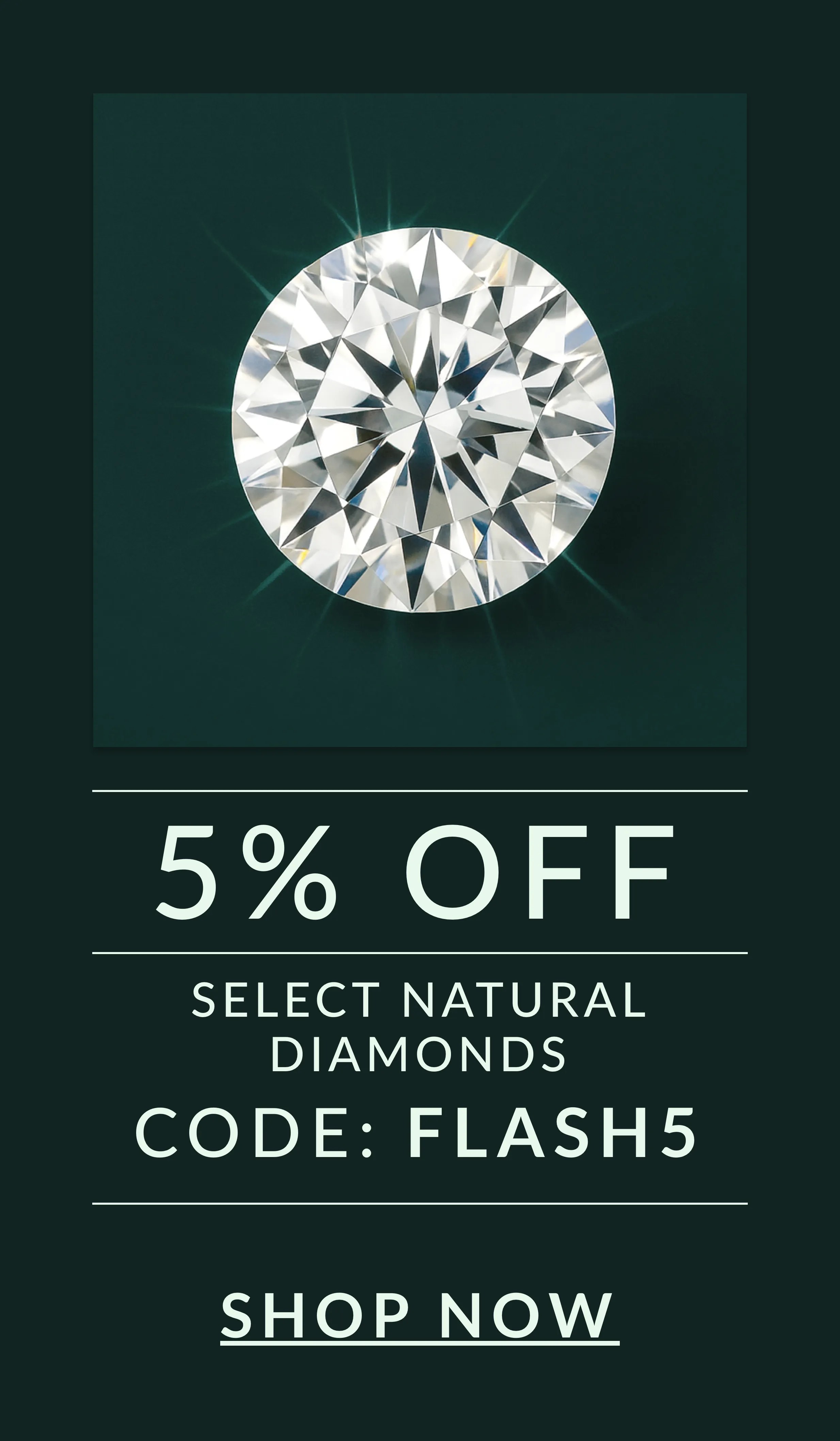 5% off select natural diamonds, shop now
