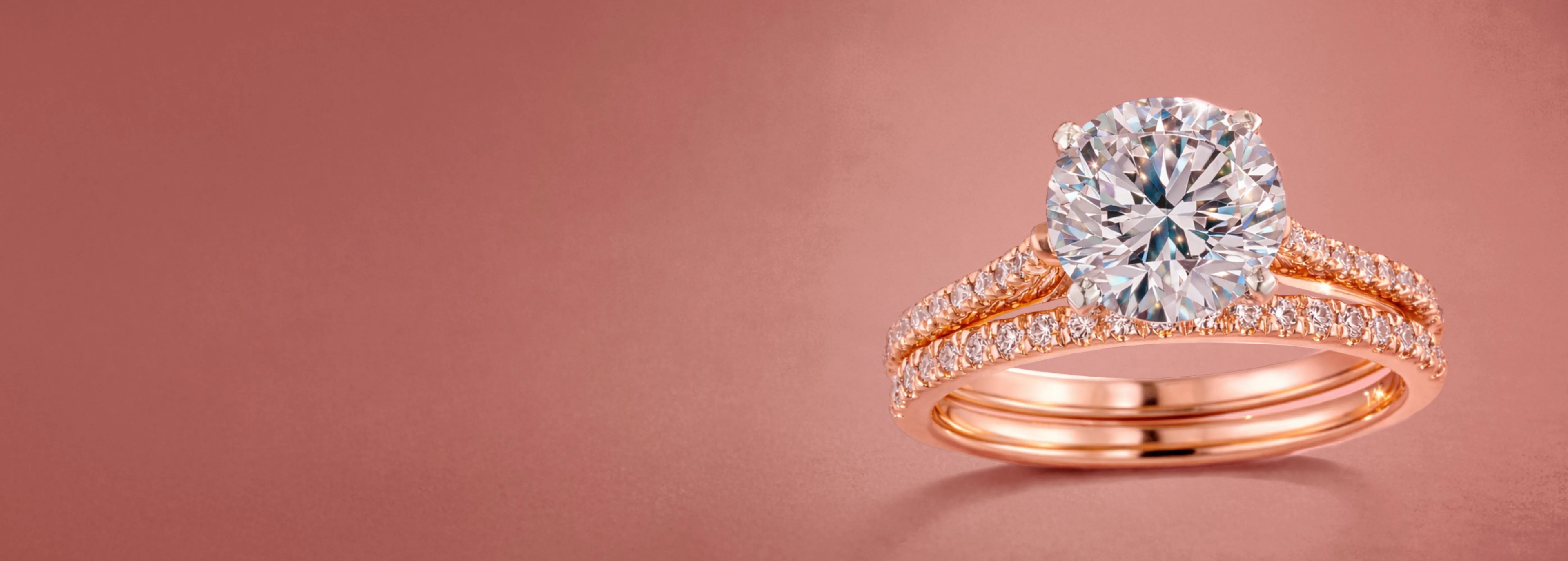 Round Diamond Engagement Ring and matching Wedding Band