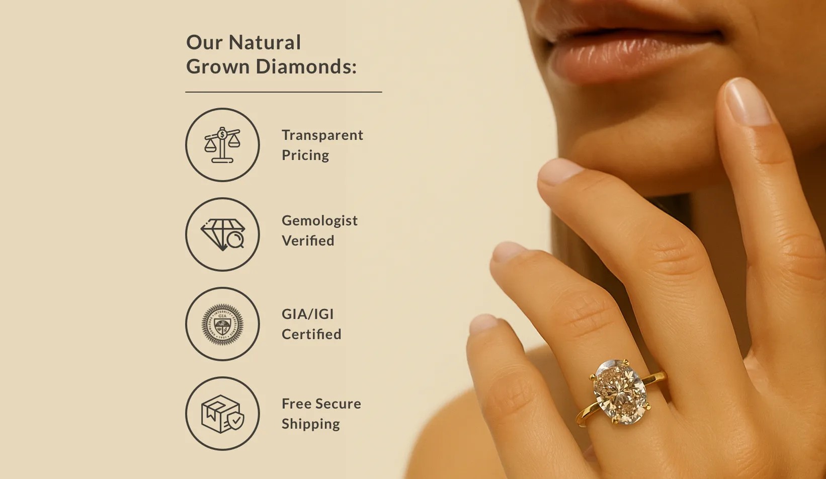 Our Natural Grown Diamonds: Provided Transparent Pricing, Gemologist Verified, GIA/IGI Certified, Free Secure Shipping