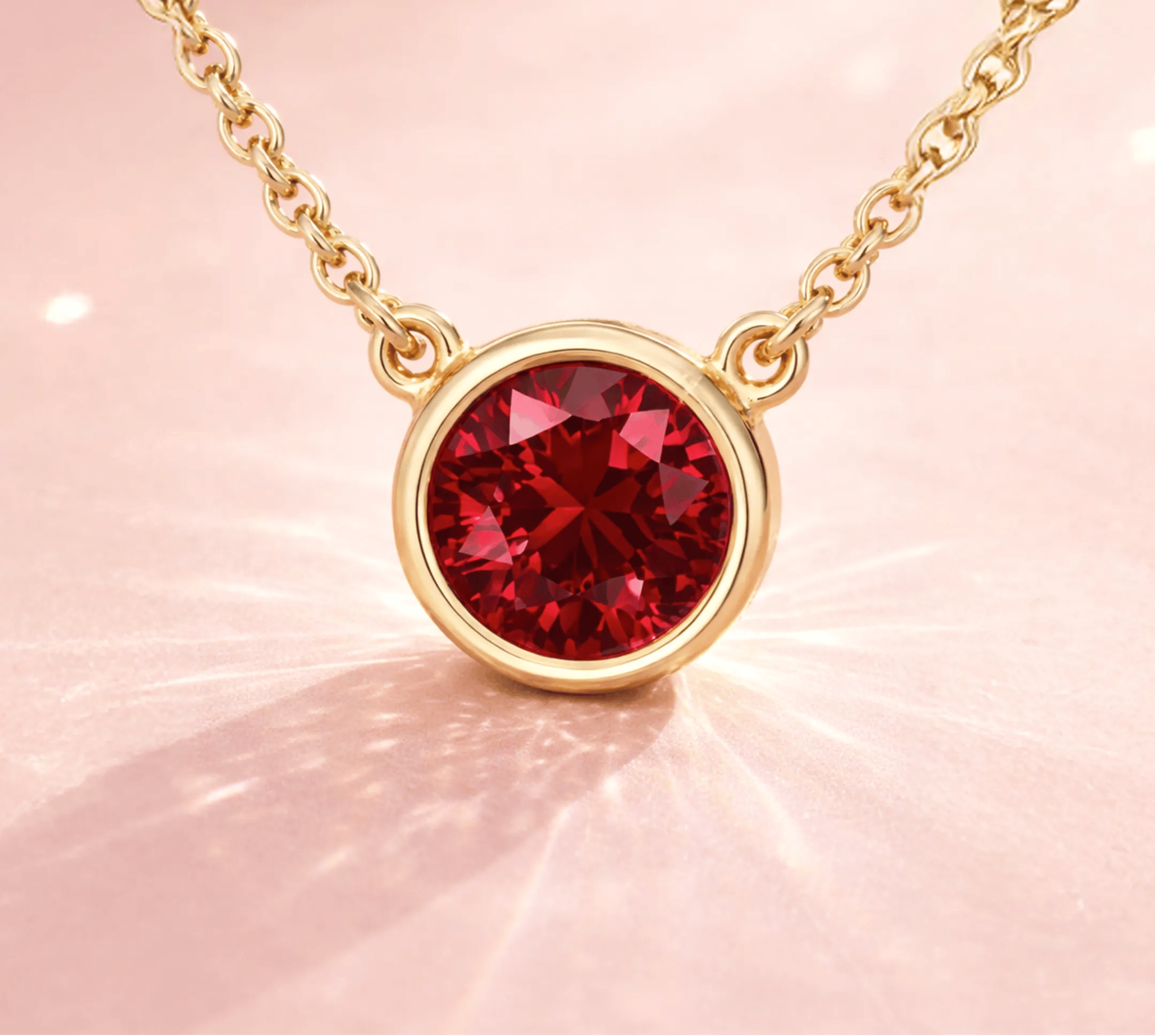Yellow Gold Bezel Pendant with Ruby Center Stone