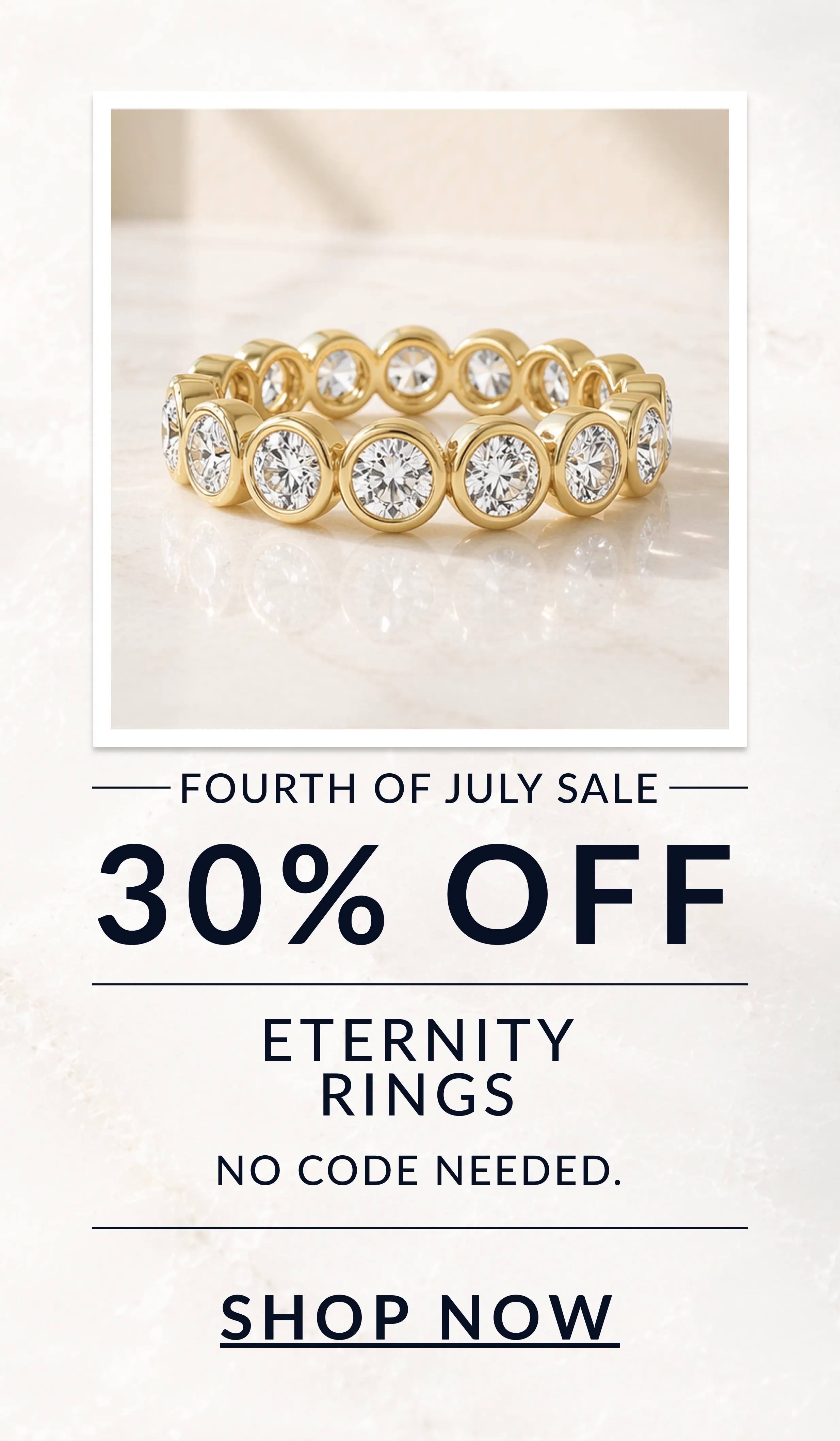30% off eternity rings, no code needed