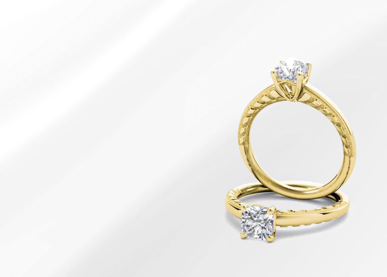 yellow gold cushion cut engagement rings