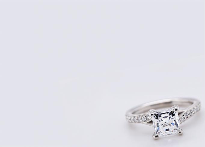 princess cut sidestone diamond engagement ring