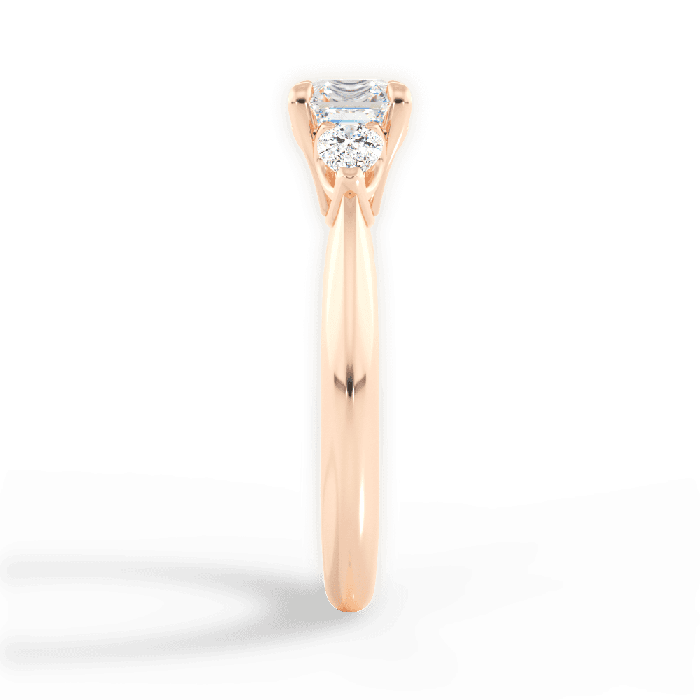 14kt Rose Gold/18kt Rose Gold/asscher/side