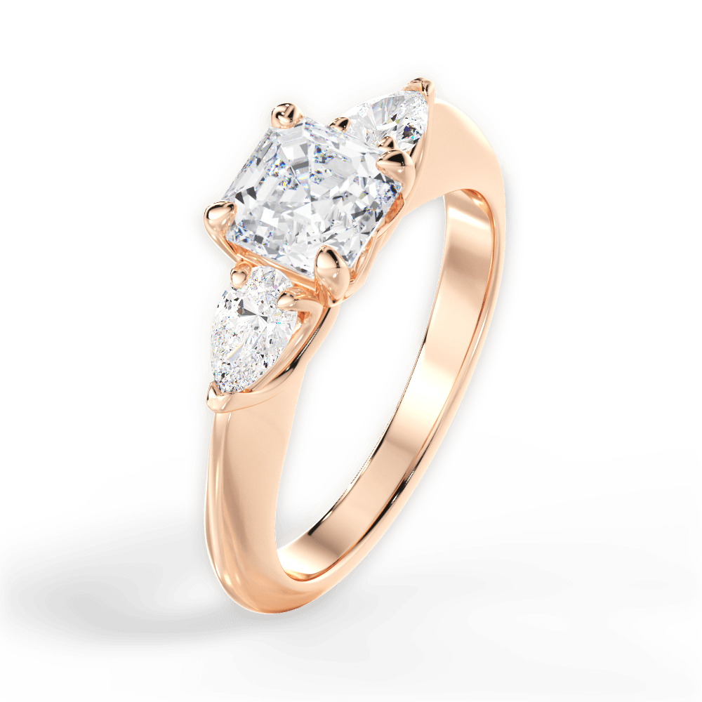 14kt Rose Gold/18kt Rose Gold/asscher/perspective