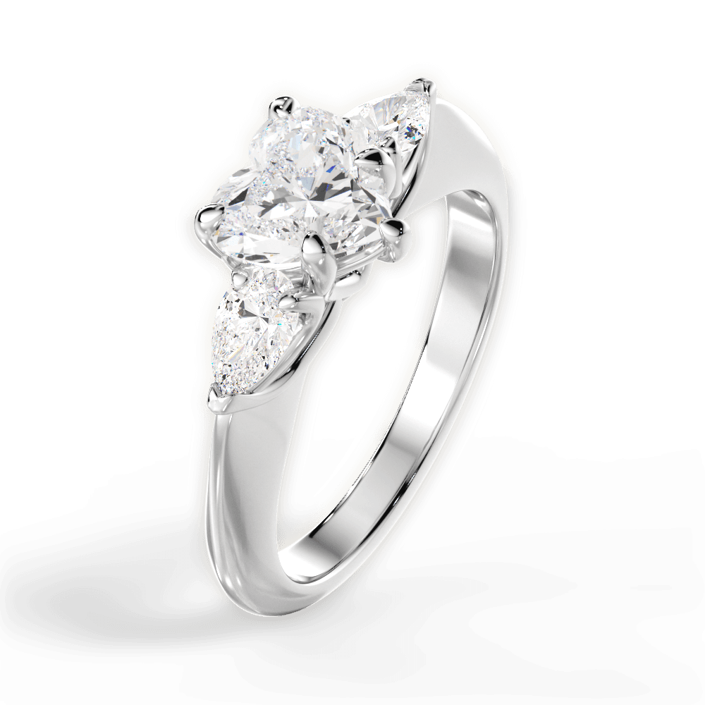 14kt White Gold/18kt White Gold/Platinum/heart/perspective