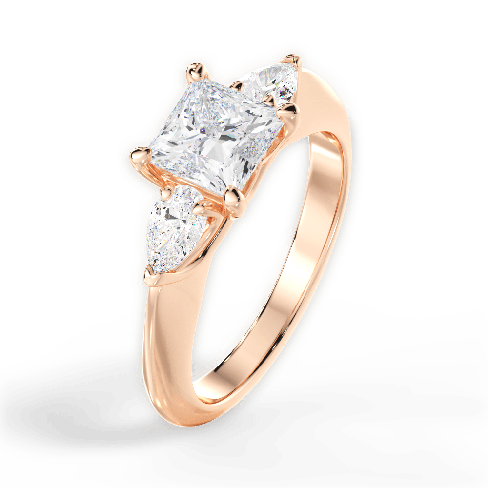 14kt Rose Gold/18kt Rose Gold/princess/perspective