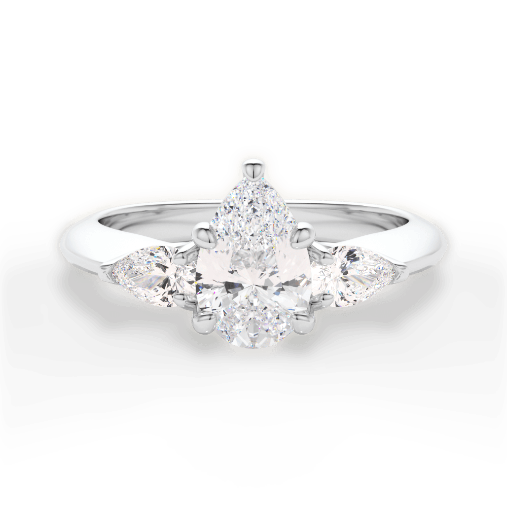 14kt White Gold/18kt White Gold/Platinum/pear/top