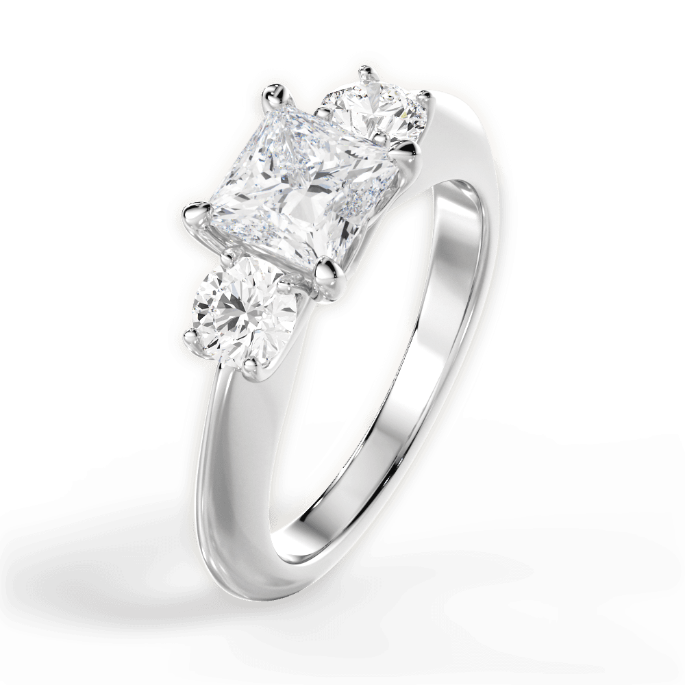 14kt White Gold/18kt White Gold/Platinum/princess/perspective