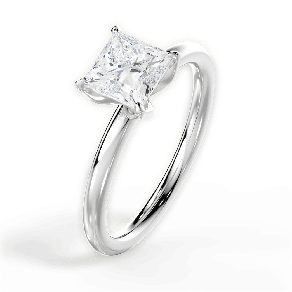 14kt White Gold/18kt White Gold/Platinum/princess/perspective