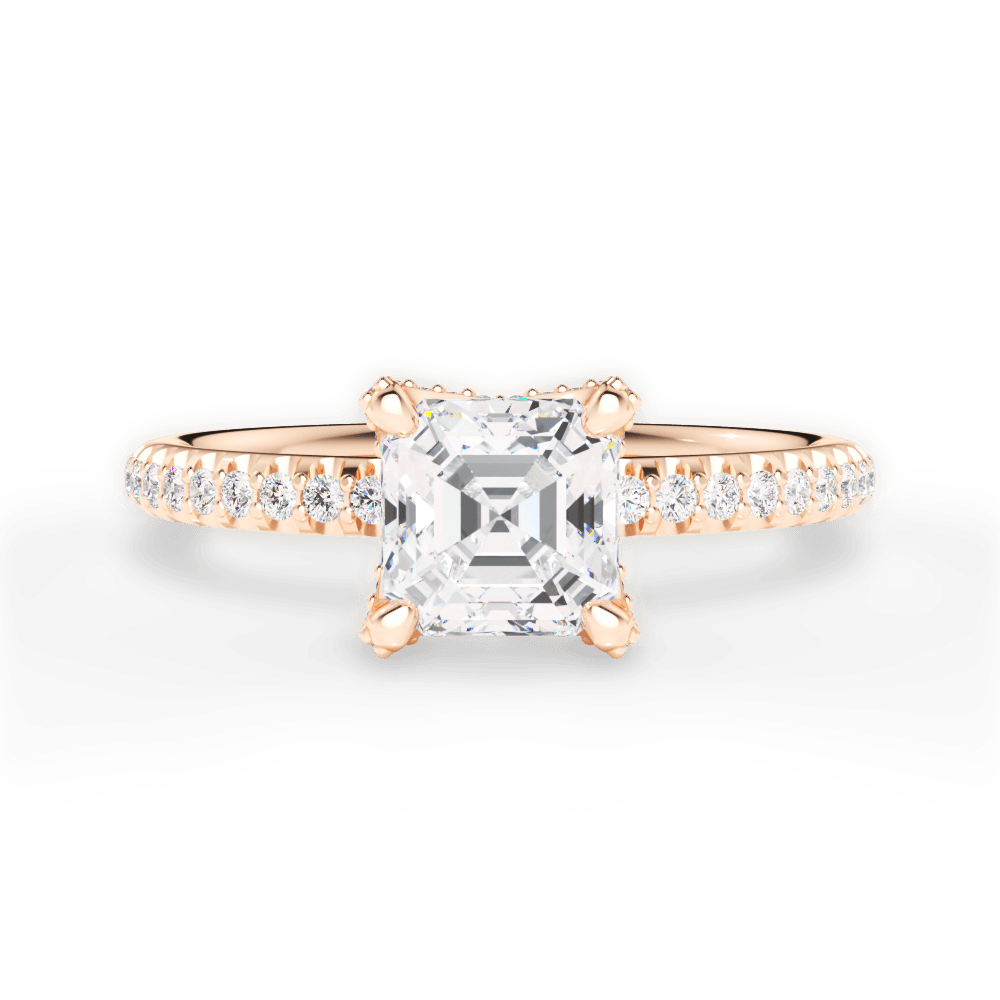 14kt Rose Gold/18kt Rose Gold/asscher/top