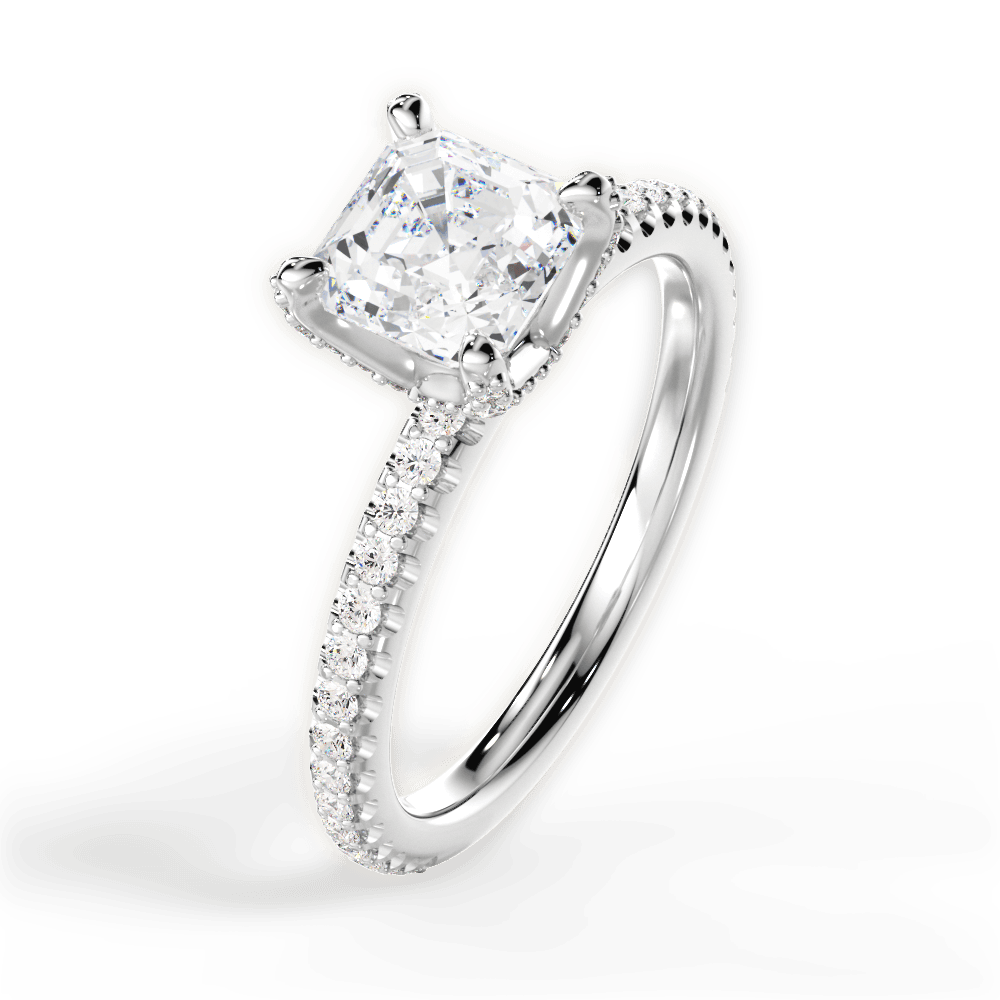 14kt White Gold/18kt White Gold/Platinum/asscher/perspective