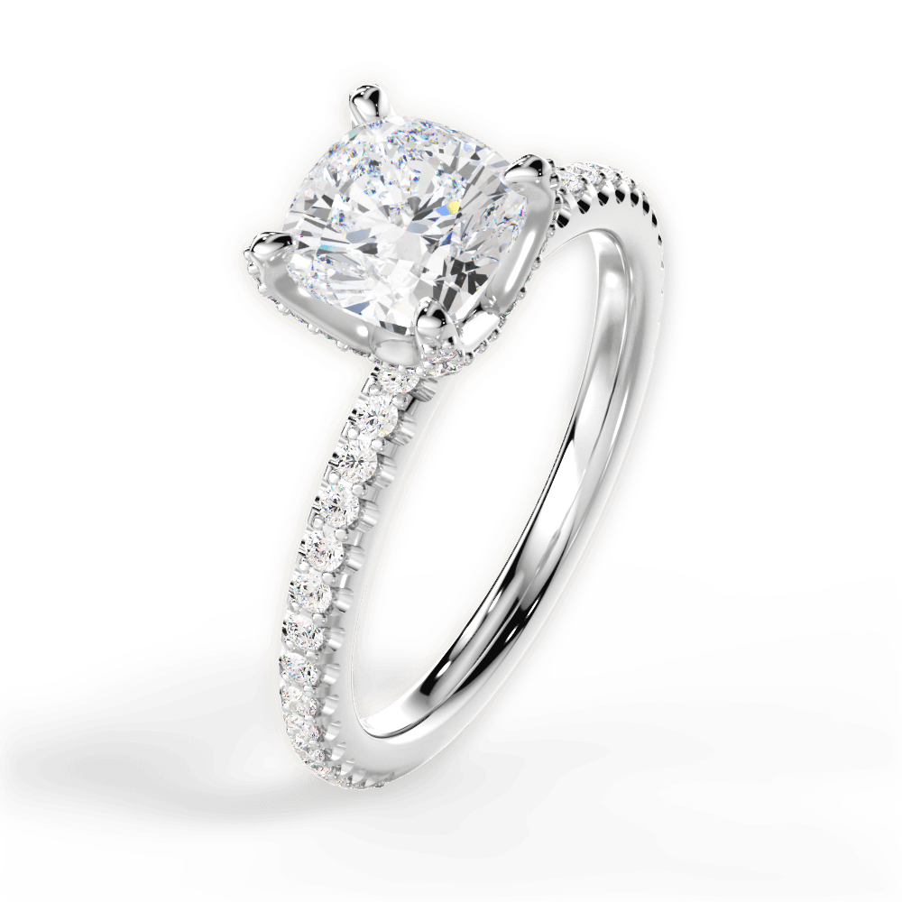 14kt White Gold/18kt White Gold/Platinum/cushion/perspective