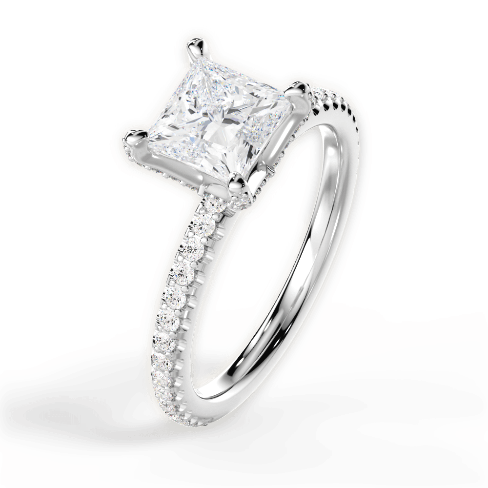 14kt White Gold/18kt White Gold/Platinum/princess/front