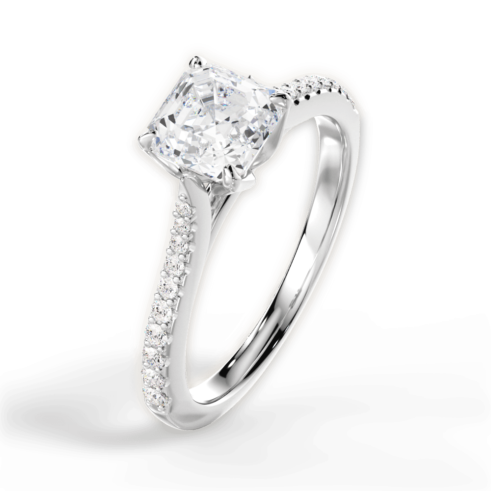 14kt White Gold/18kt White Gold/Platinum/asscher/perspective