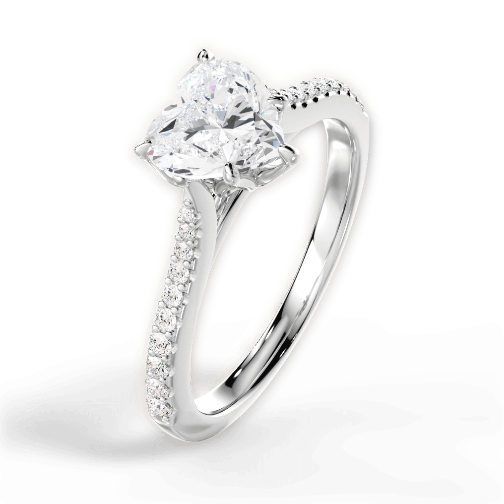 14kt White Gold/18kt White Gold/Platinum/heart/perspective