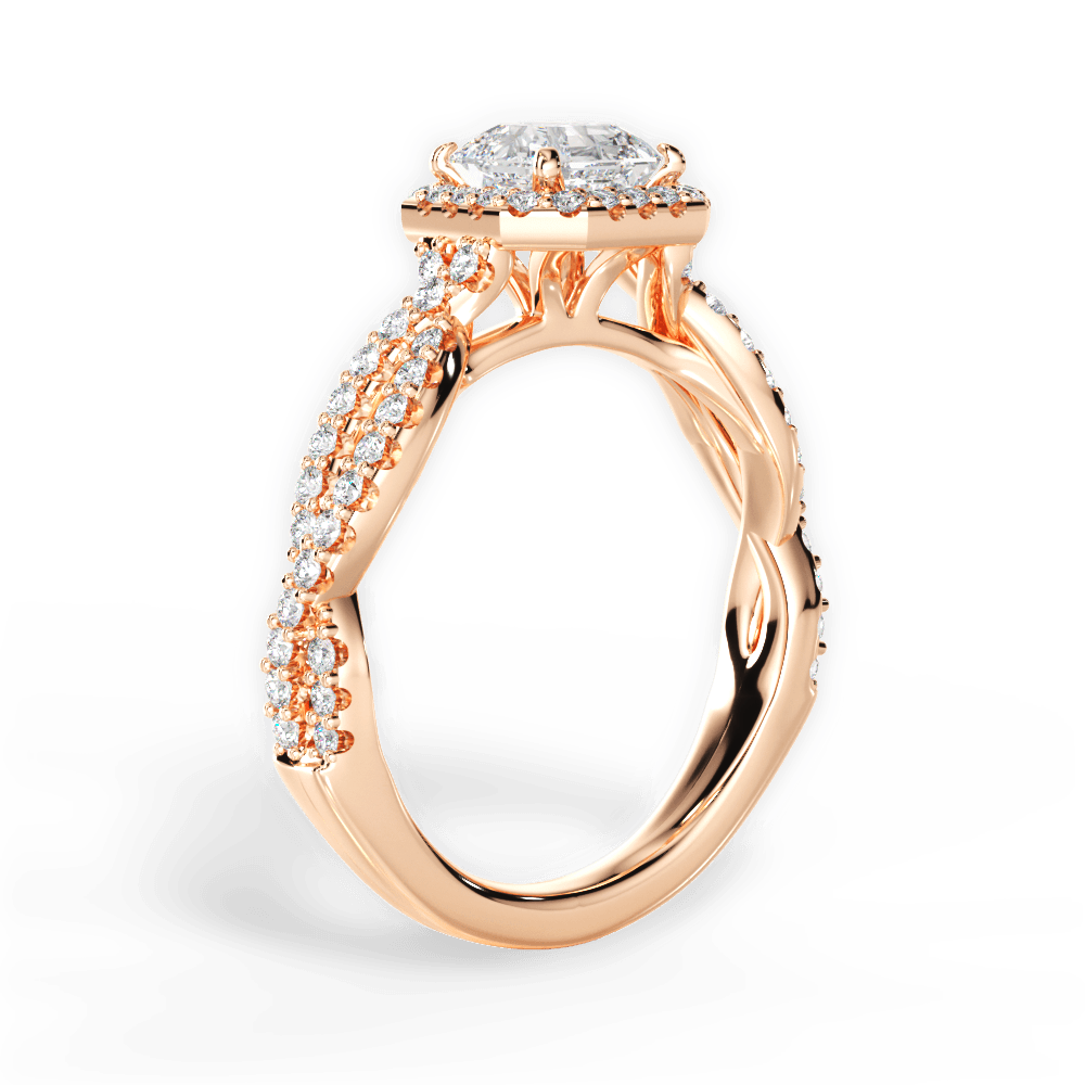 14kt Rose Gold/18kt Rose Gold/asscher/front