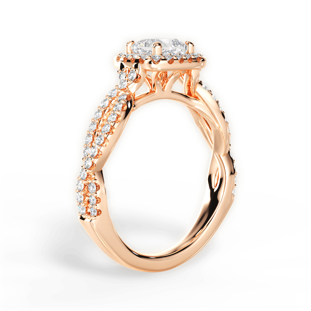 14kt Rose Gold/18kt Rose Gold/cushion/front