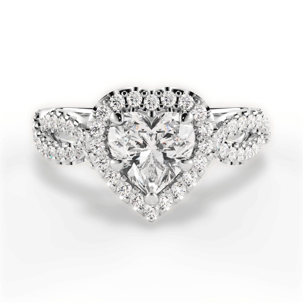 14kt White Gold/18kt White Gold/Platinum/heart/top