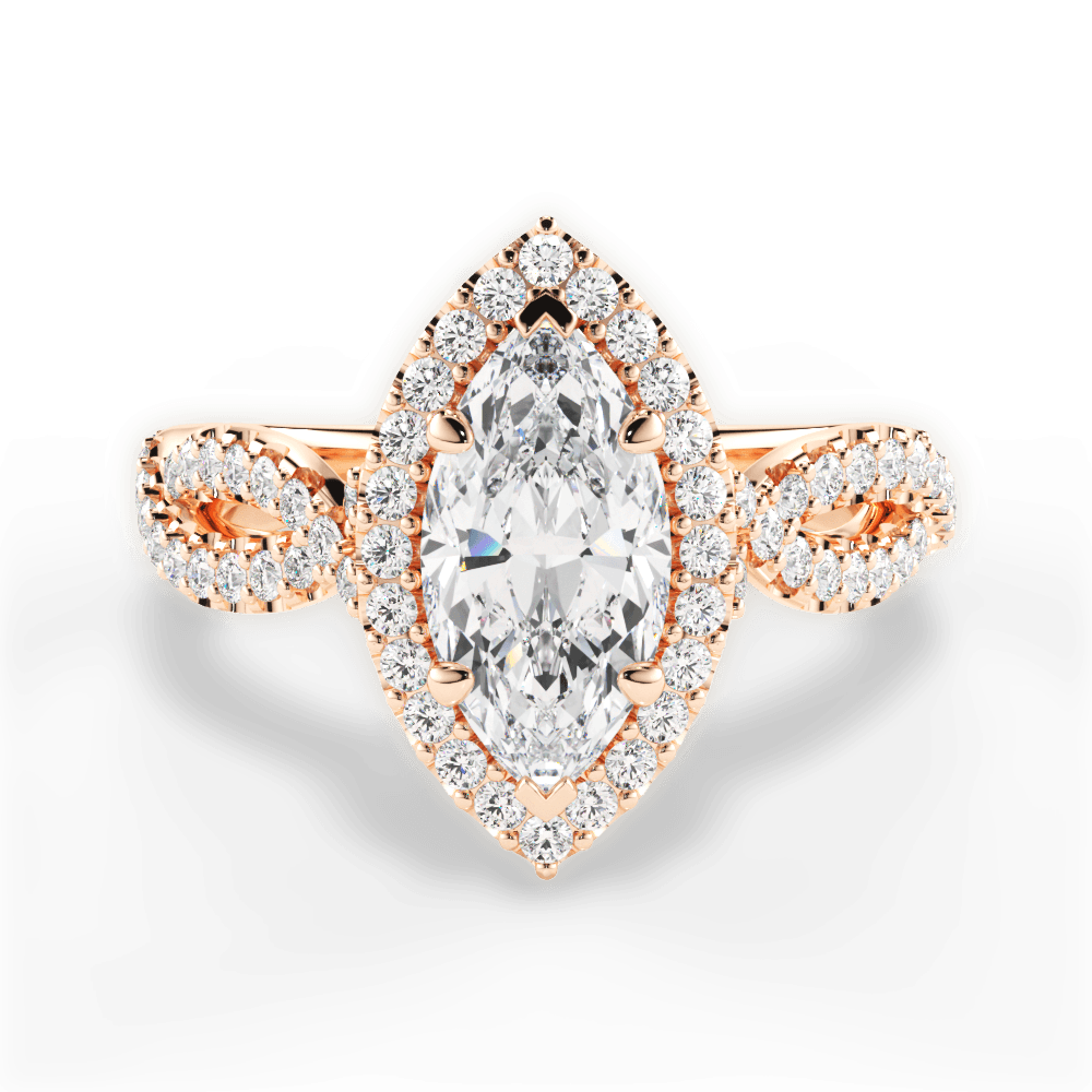 14kt Rose Gold/18kt Rose Gold/marquise/top