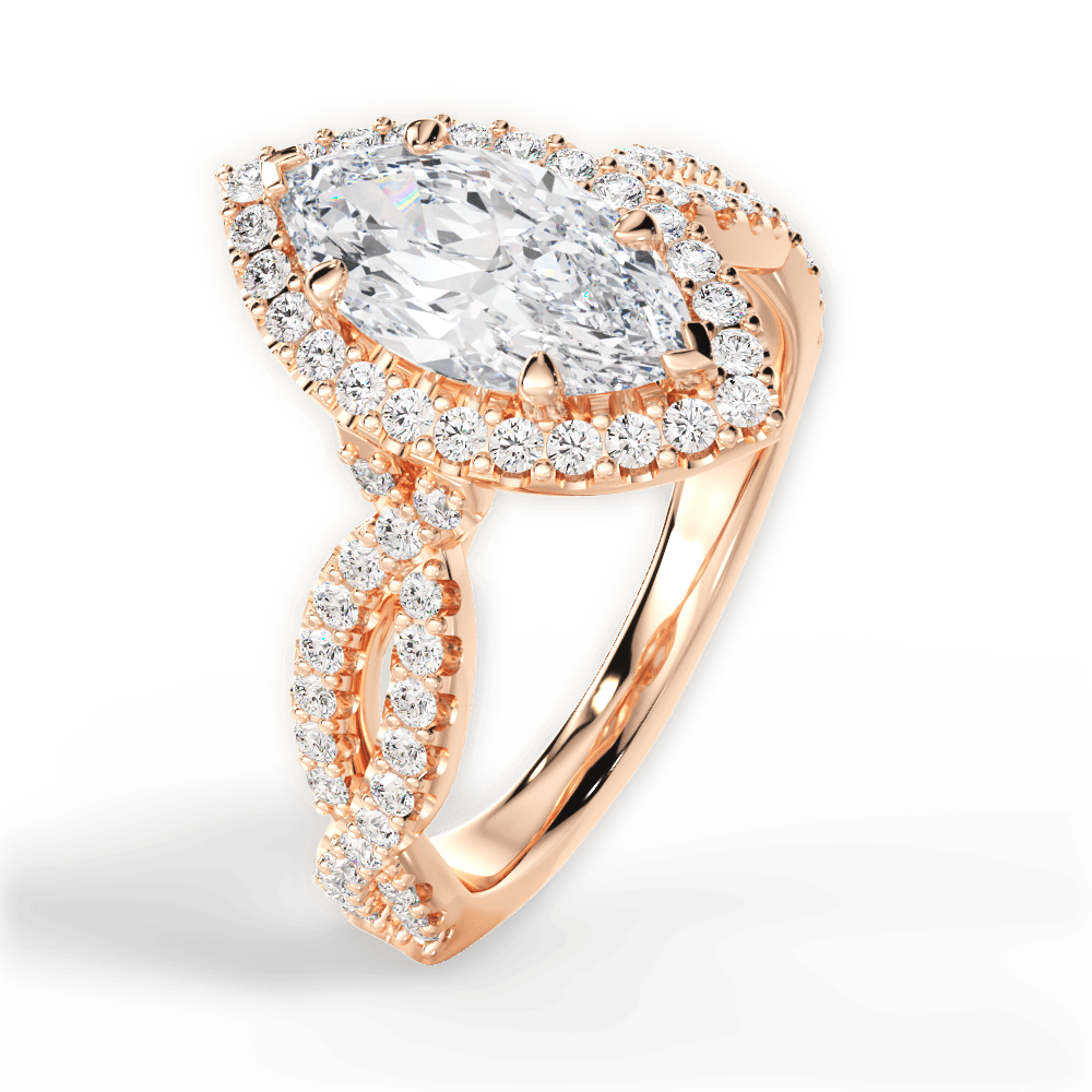 14kt Rose Gold/18kt Rose Gold/marquise/front