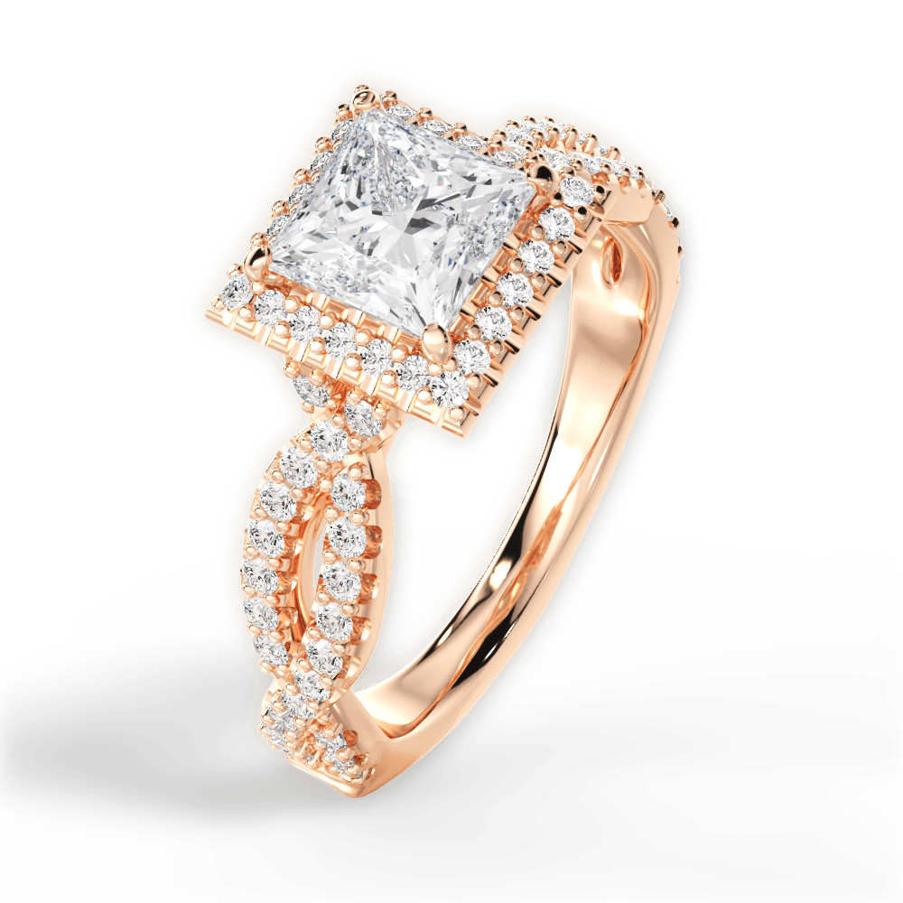 14kt Rose Gold/18kt Rose Gold/princess/front