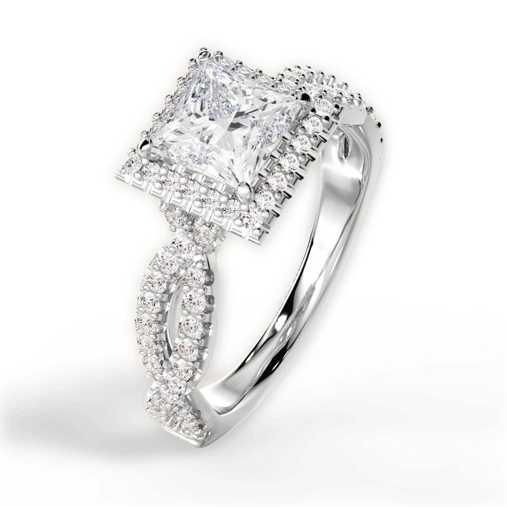 14kt White Gold/18kt White Gold/Platinum/princess/front