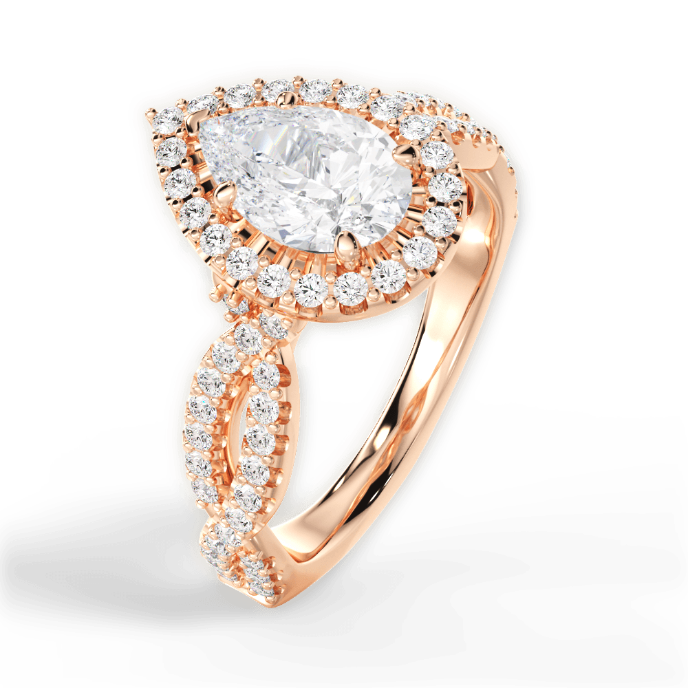 14kt Rose Gold/18kt Rose Gold/pear/front