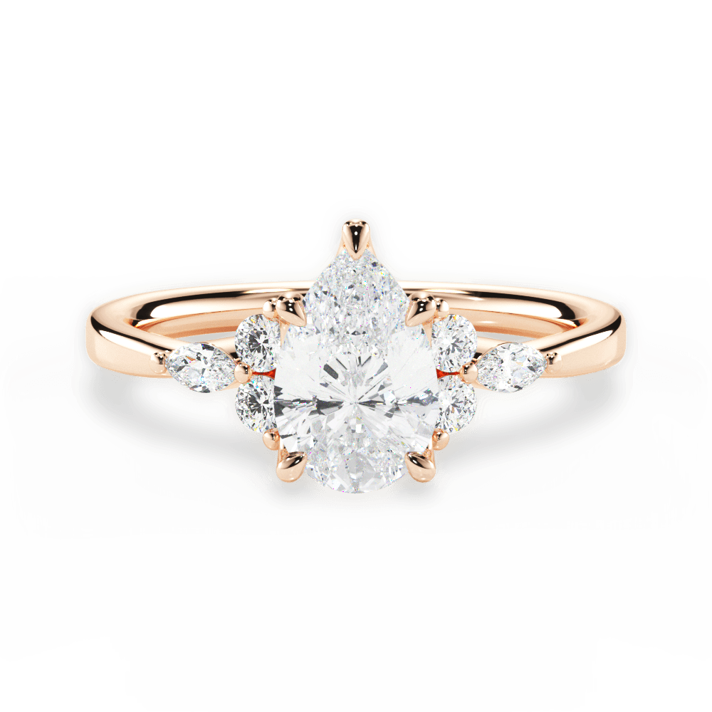 14kt Rose Gold/18kt Rose Gold/pear/top