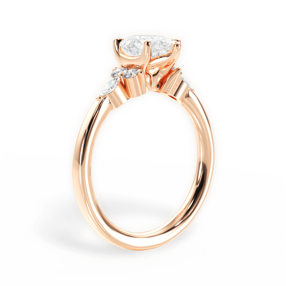 14kt Rose Gold/18kt Rose Gold/pear/front