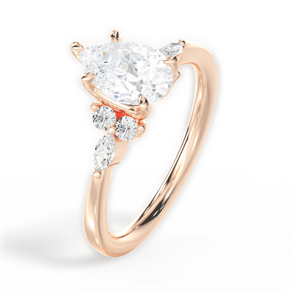 14kt Rose Gold/18kt Rose Gold/pear/perspective