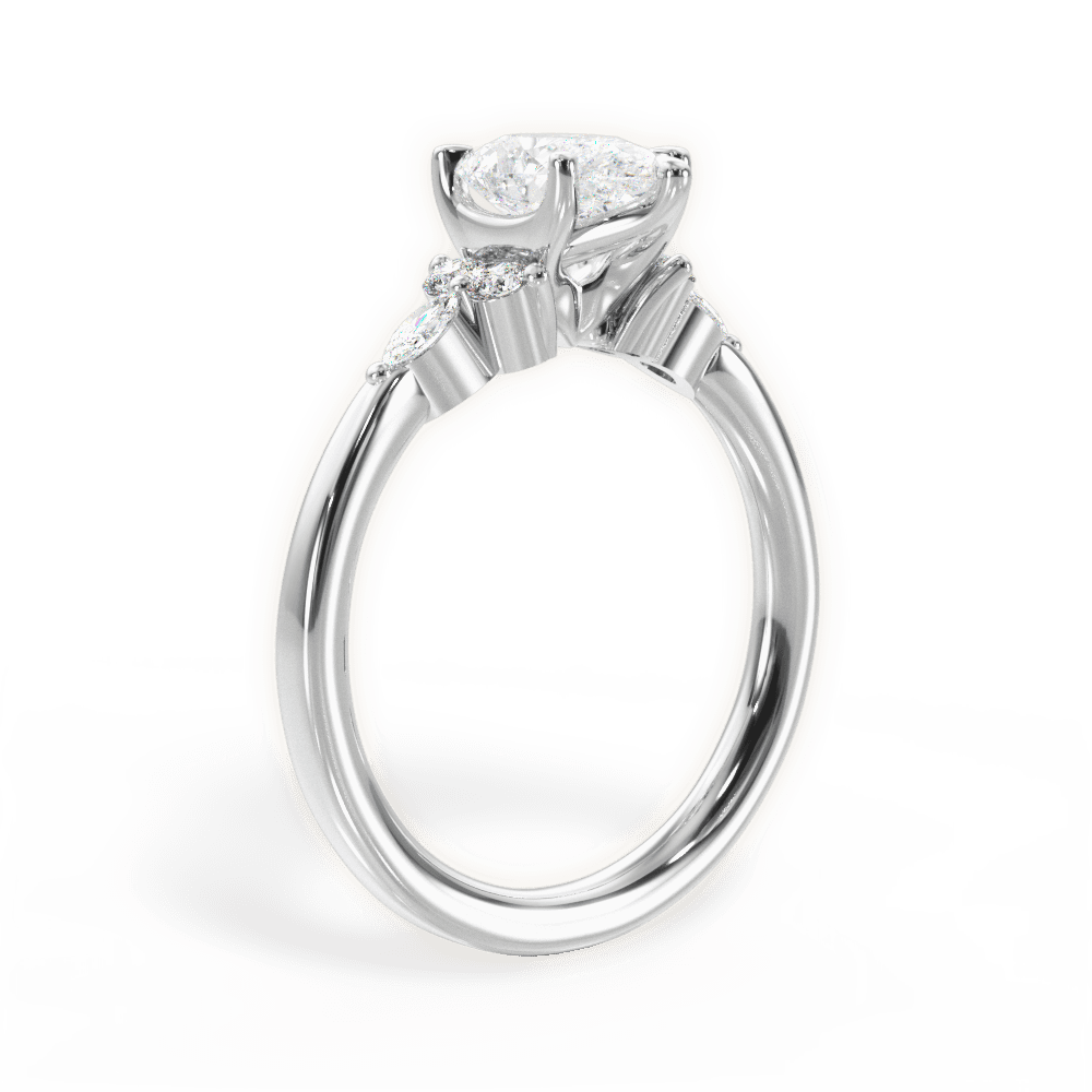 14kt White Gold/18kt White Gold/Platinum/pear/front