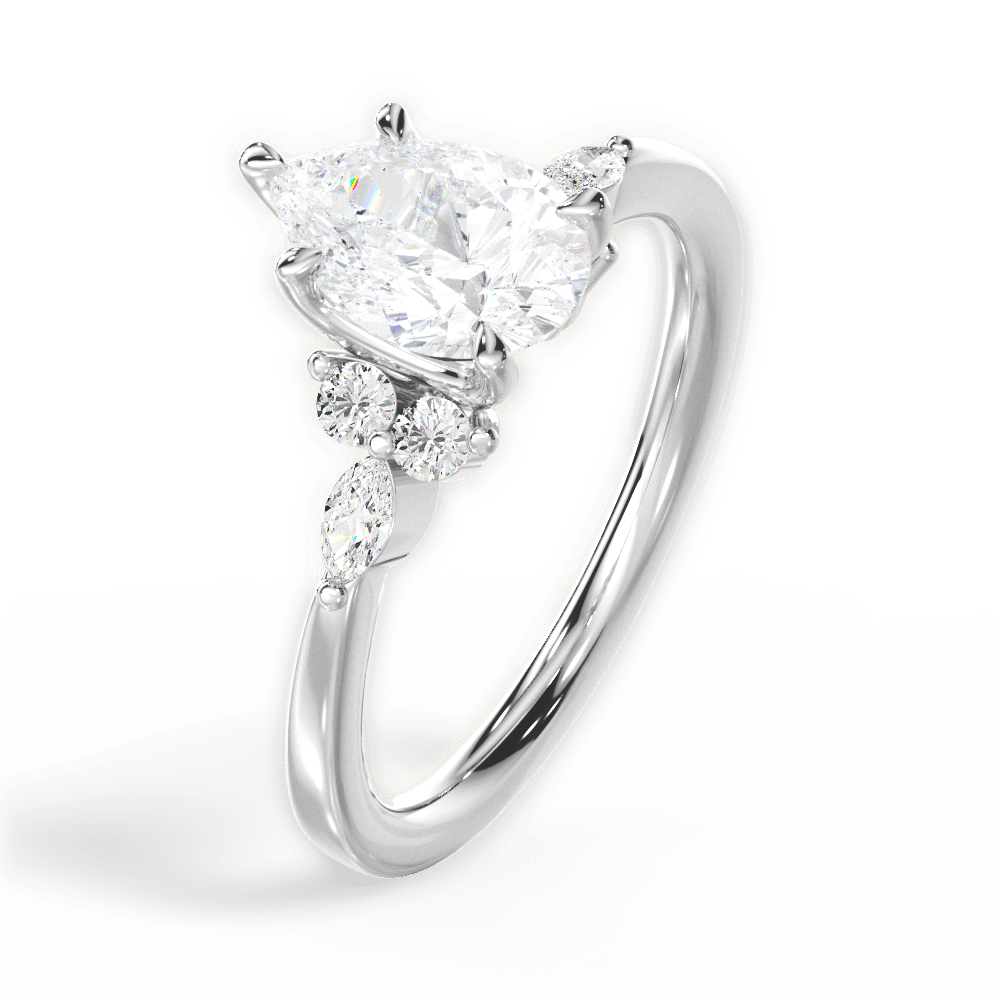 14kt White Gold/18kt White Gold/Platinum/pear/perspective