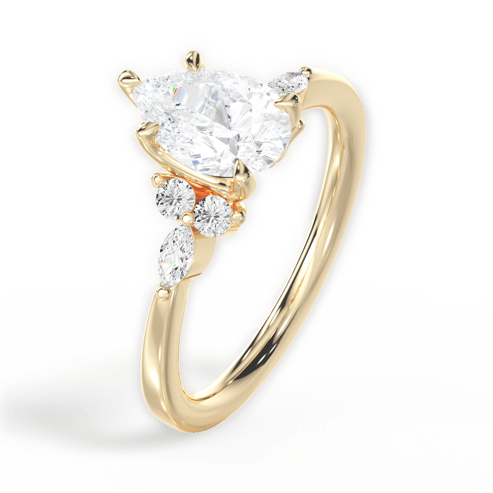 14kt Yellow Gold/18kt Yellow Gold/pear/perspective