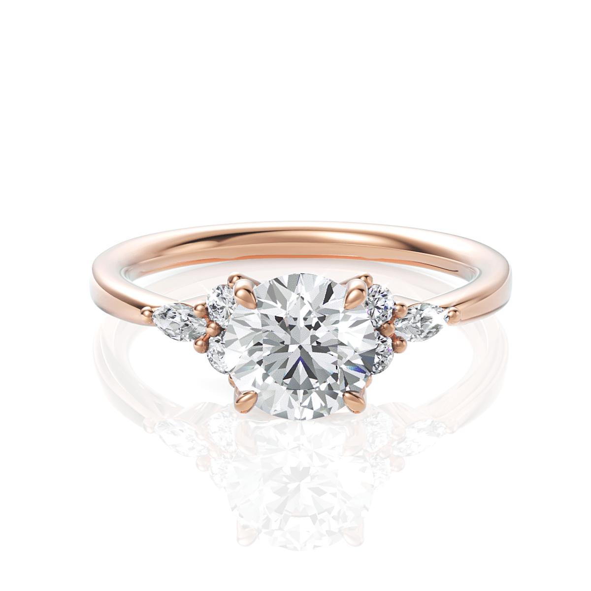 14kt Rose Gold/18kt Rose Gold/round/top