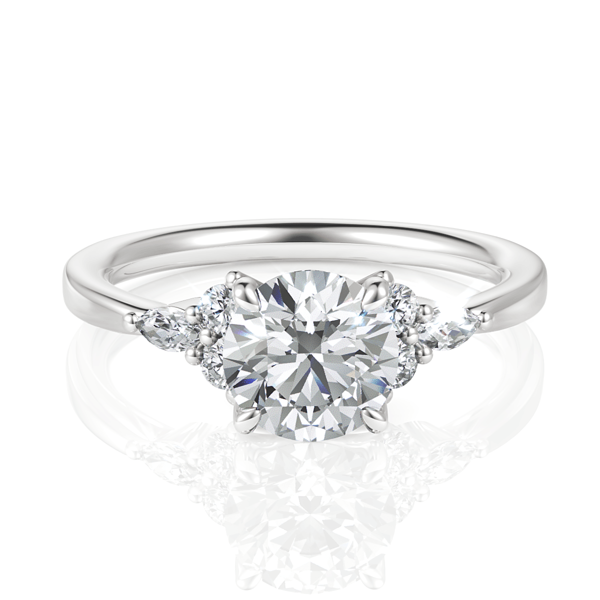 14kt white gold/18kt white gold/platinum/round/top